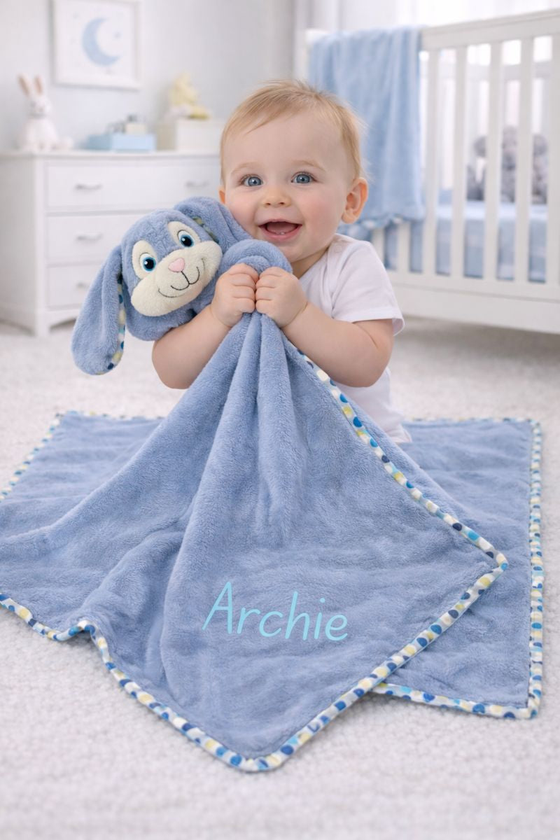 Blue Polka Dot Personalised giant comfort blanket