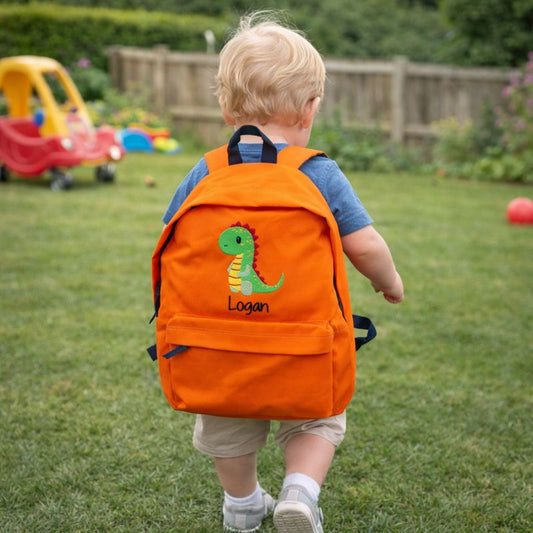 Personalised Dino Embroidered Backpack – Baby Changing Bag &amp; Toddler Nursery Bag