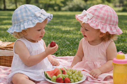 Baby Girls Frill Gingham Hat - Pink or Blue