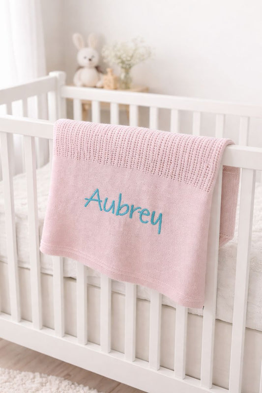 The Hampton Baby Cellular Blanket Pink