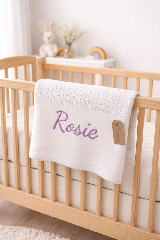 The Hampton Baby Cellular Blanket White