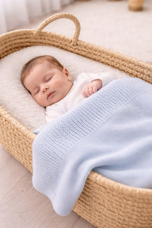 The Hampton Baby Cellular Blanket Blue
