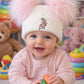Pink 3+ Month Double Pom hat - Pink Bunny