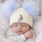 Blue Bunny Double Pom Hat - First Size