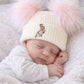 Pink Bunny Double Pom Hat - First Size