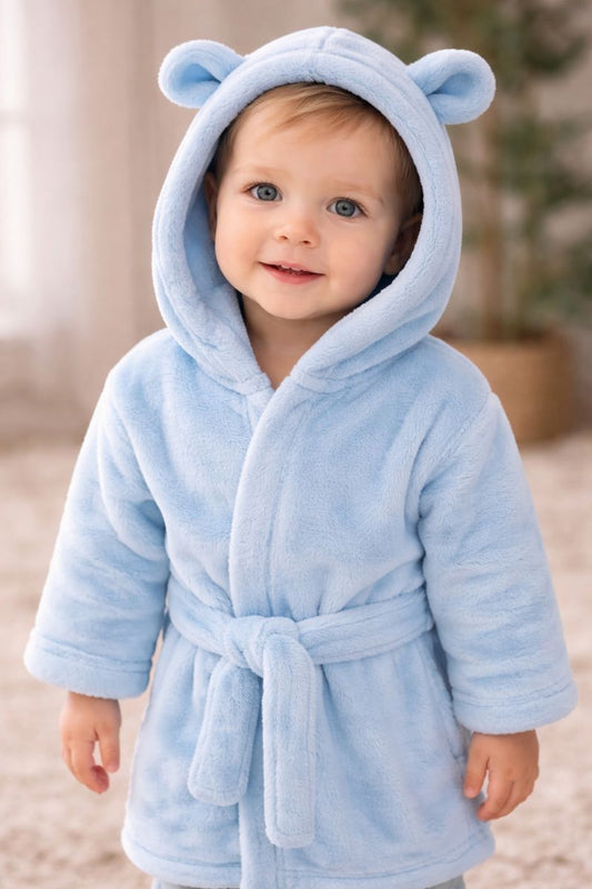 Blue Super Soft personalised Hooded Dressing Gown