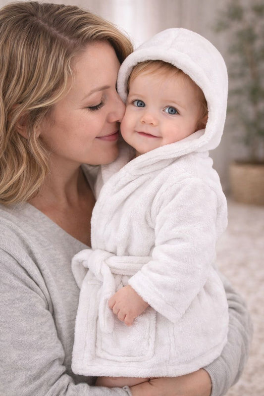 White Super Soft personalised Hooded Dressing Gown