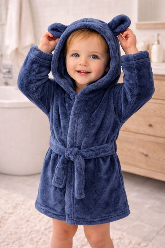 Dusky Blue Super Soft personalised Hooded Dressing Gown