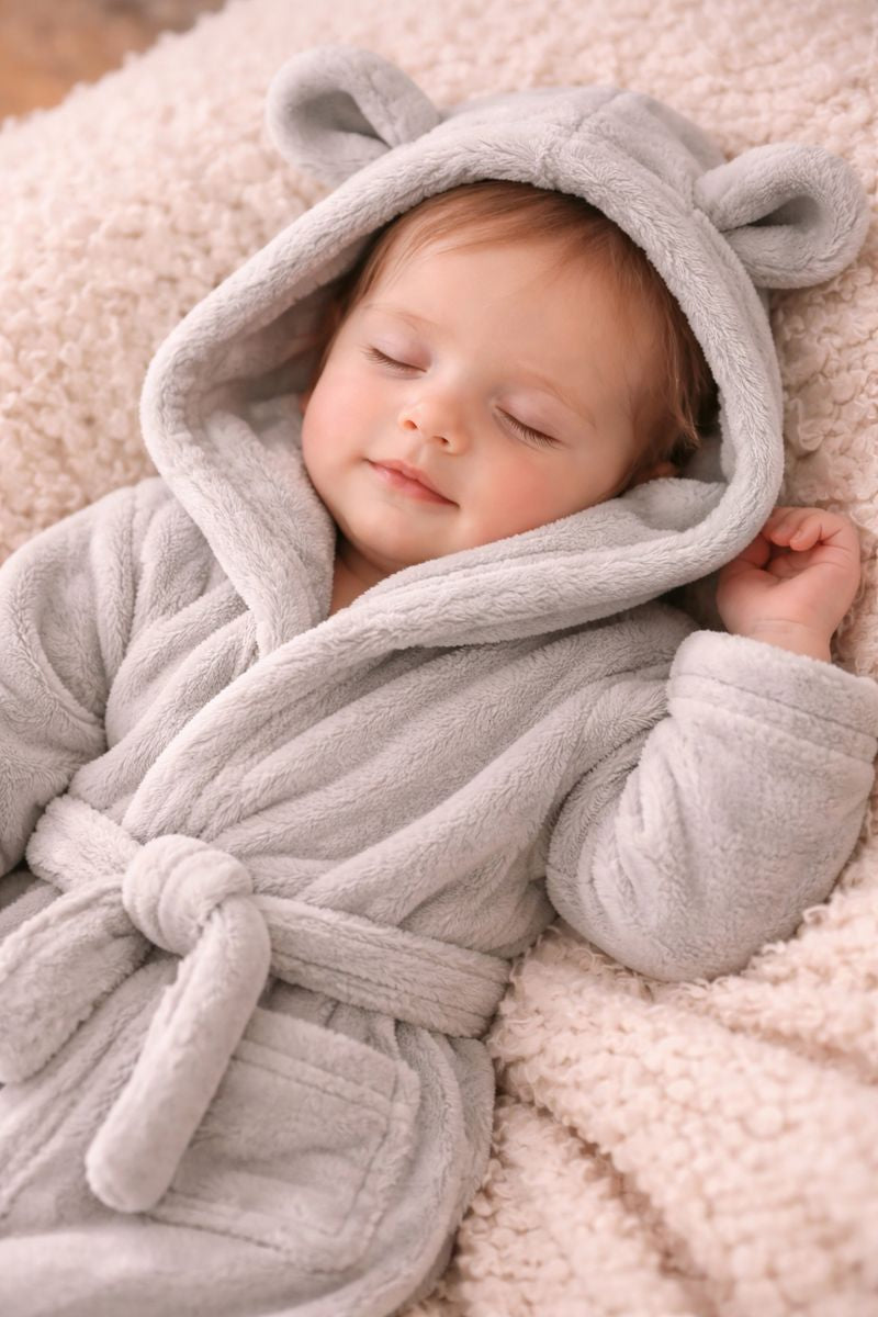 Grey Super Soft personalised Hooded Dressing Gown
