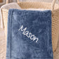 Dino embossed Dusky blue personalised baby blanket / wrap