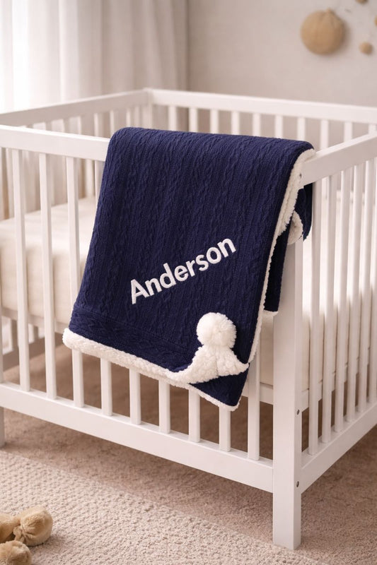 Huxley Baby Blanket Navy Blue