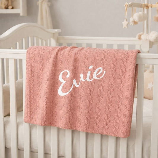Huxley Baby Blanket Dusky Pink