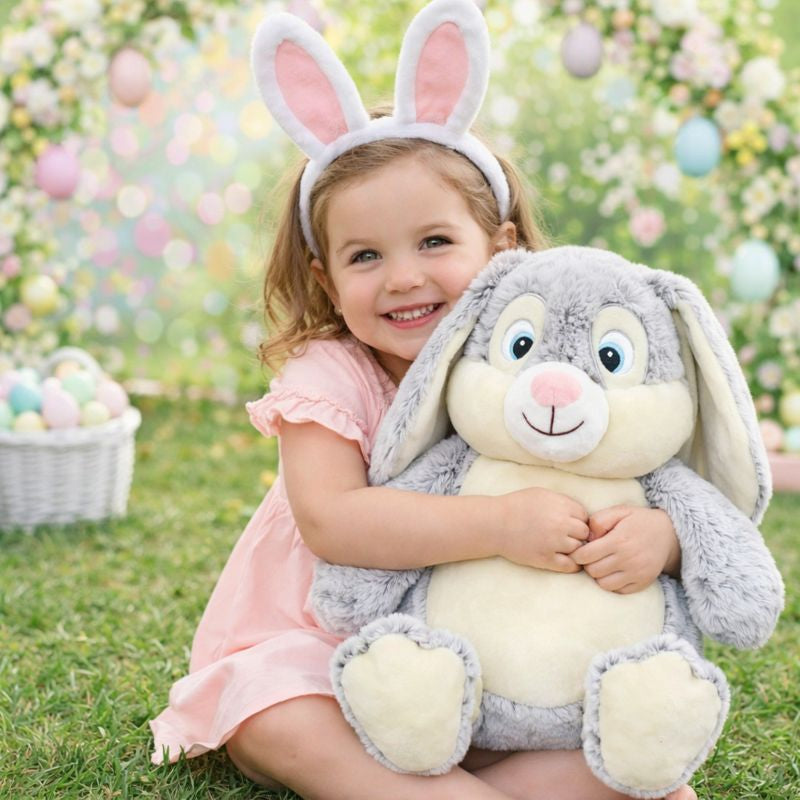 Clovis Grey Bunny Personalised Teddy