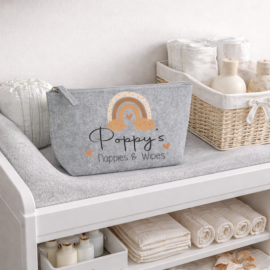 Nappy and Wipes storage bag with Rainbow