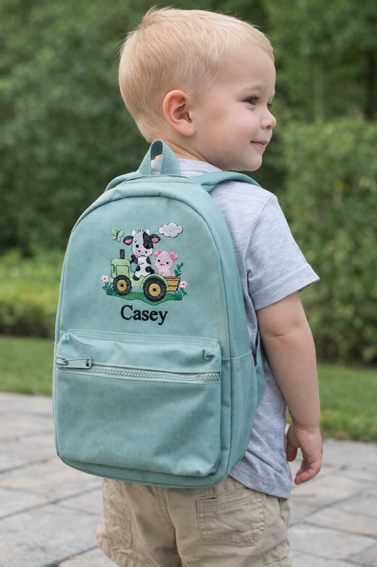 Tractor Farm design personalised children's backpack