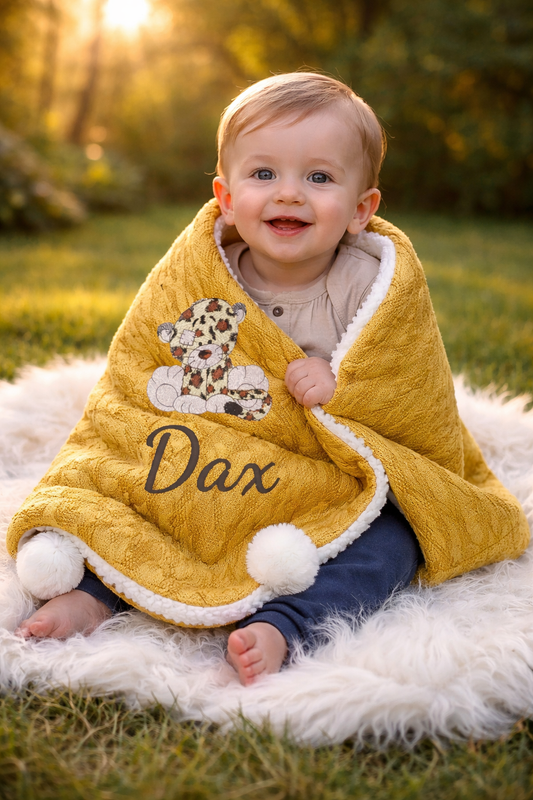 Huxley Baby Blanket Lion Cub Design & Name