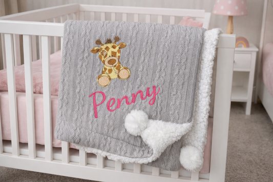 Huxley Baby Blanket Giraffe Design & Name