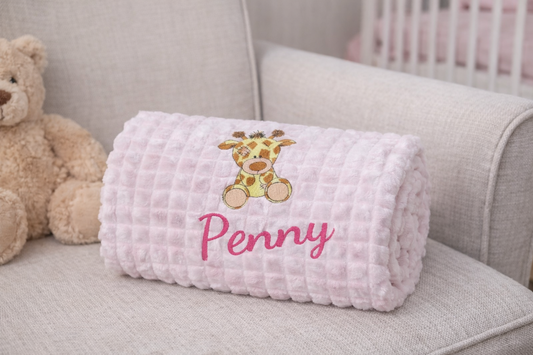 The Kenton baby Blanket Giraffe Design & Name - Various Colours