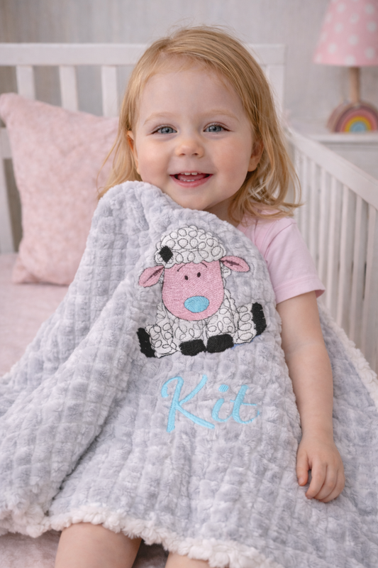 The Kenton baby Blanket Sheep Design & Name - Various Colours