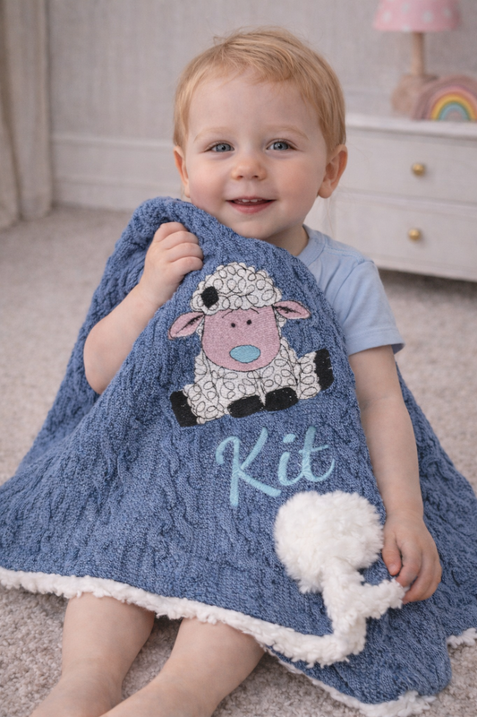 Huxley Baby Blanket Sheep Design & Name