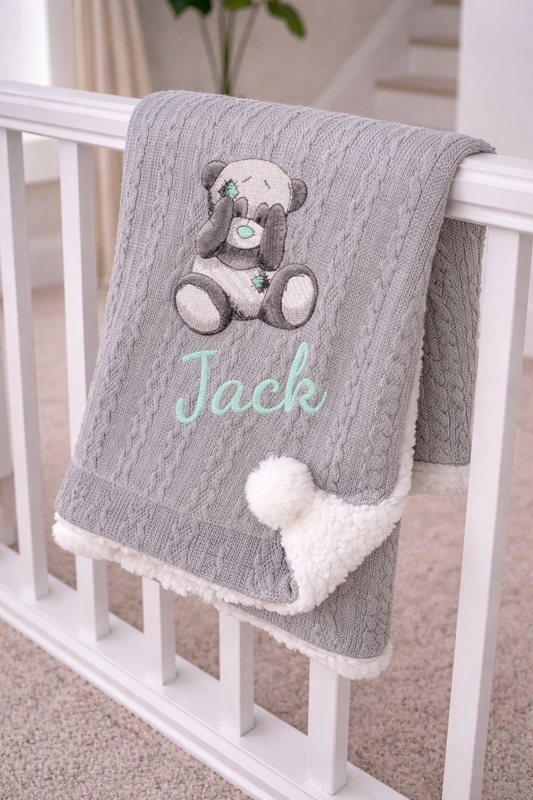 Huxley Baby Blanket Panda Design & Name