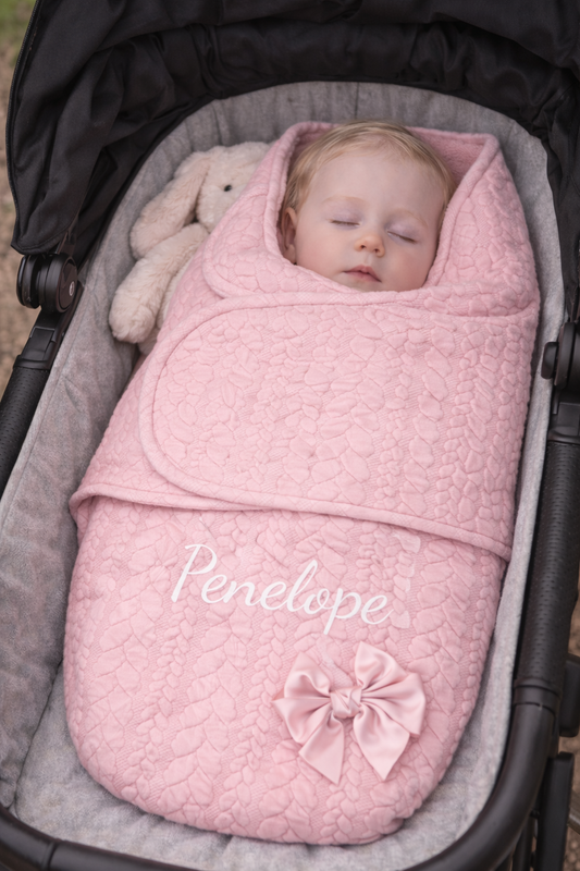 Pink Personalised Pram Swaddle Wrap