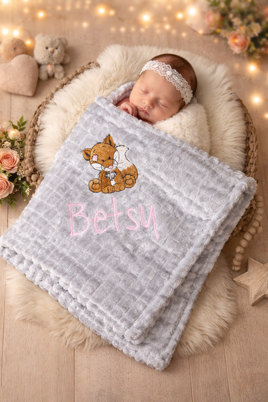 The Kenton baby Blanket Fox Design & Name - Various Colours