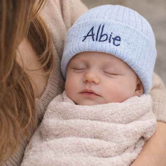 Blue Ribbed Hat - First Size