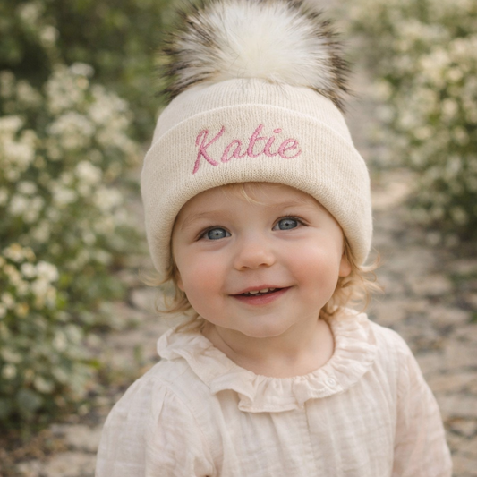 Beige 1-4 years Single Pom hat
