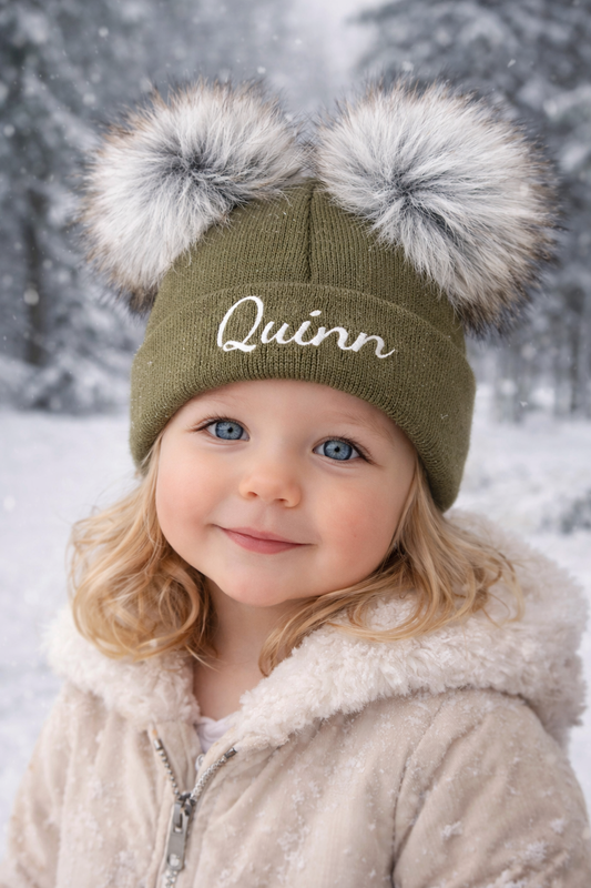 Khaki Green 1-4 years Single Pom hat
