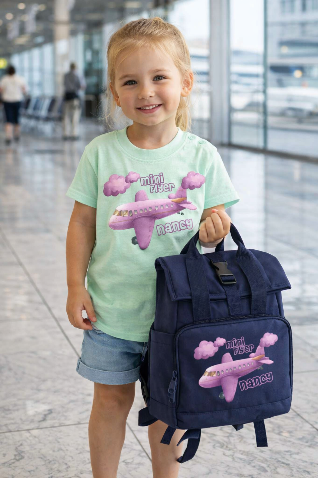 Mini Flyer personalised t-shirt pink design - various colour tops