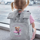 First Time Flyer personalised Mini Twin Handle Roll-Top Backpack pink design