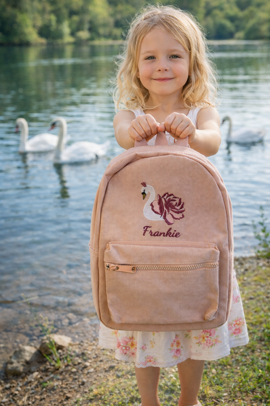 Personalised children's backpack Rose Swan design