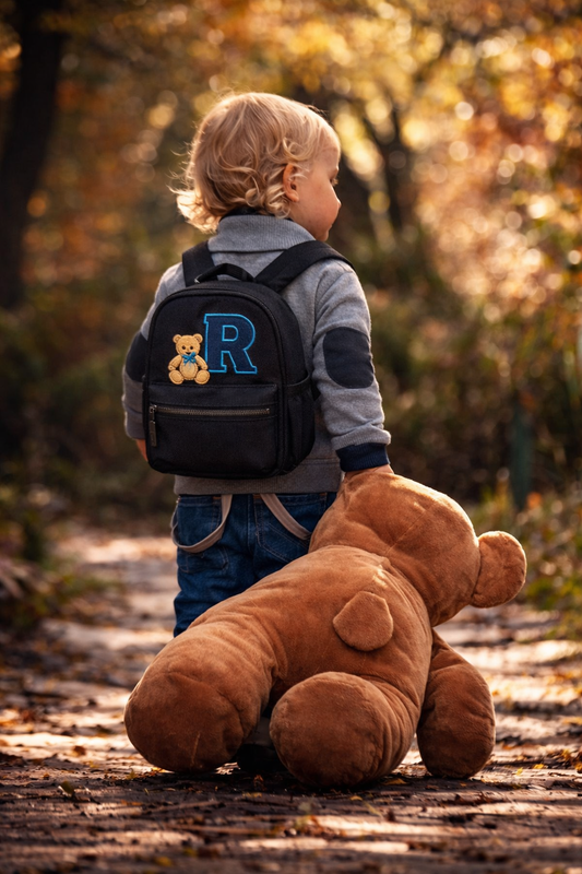 Children's Backpack personalised with Teddy & initial Design
