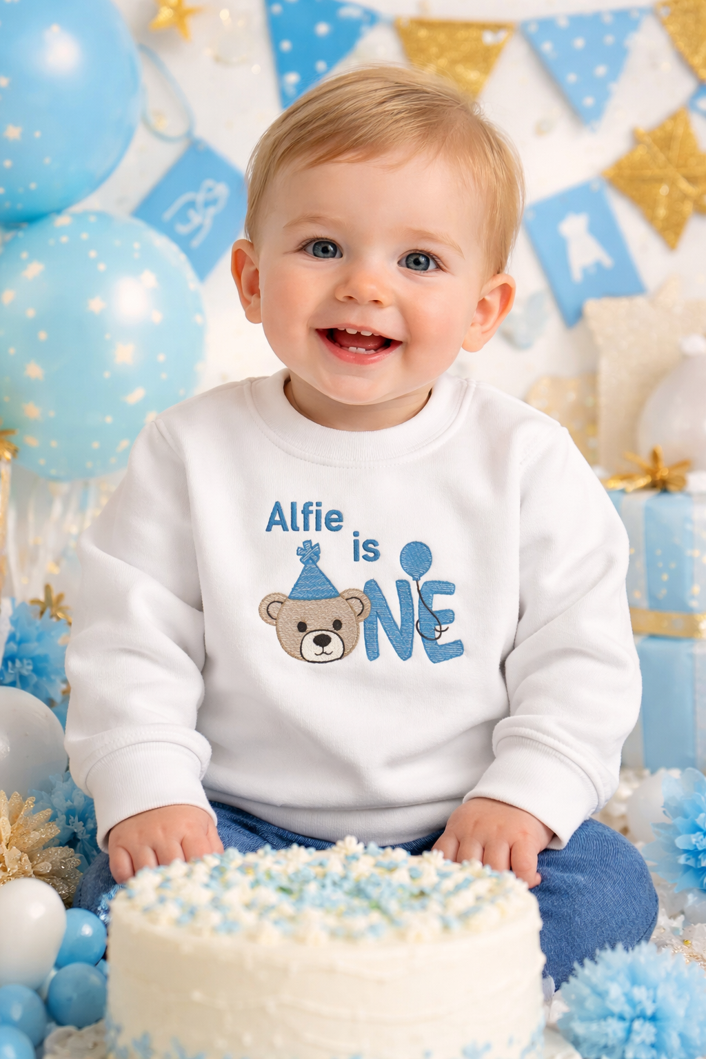 Teddy Embroidered Personalised Birthday Jumper - Various Colours
