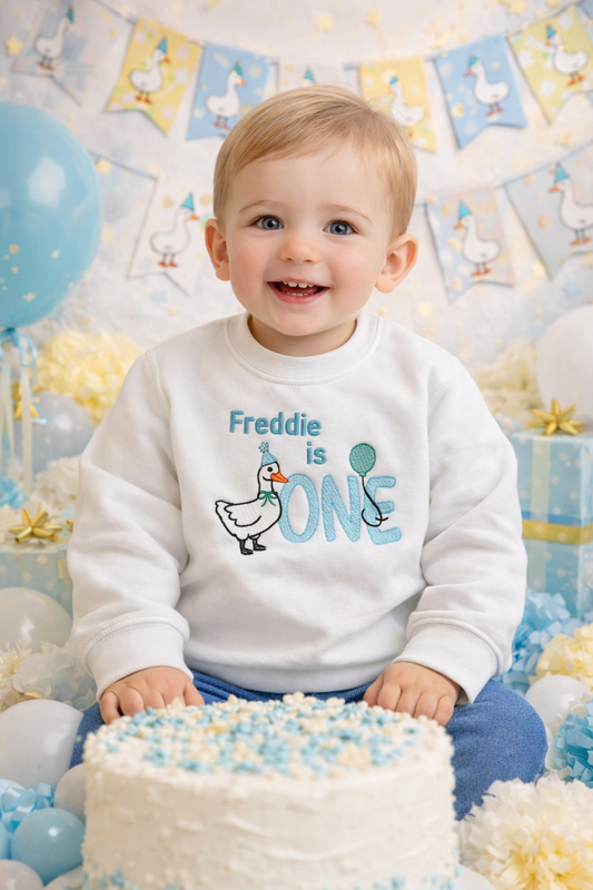 Goose Embroidered Personalised Birthday Jumper - Various Colours