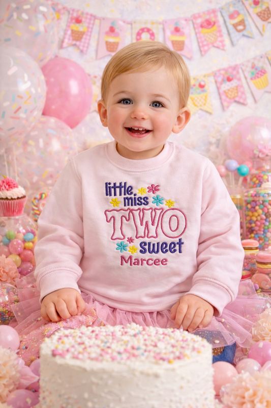 Little Miss TWO Sweet Personalised Birthday Jumper - Various Colours