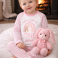 Pink stripe personalised rabbit design birthday pyjamas