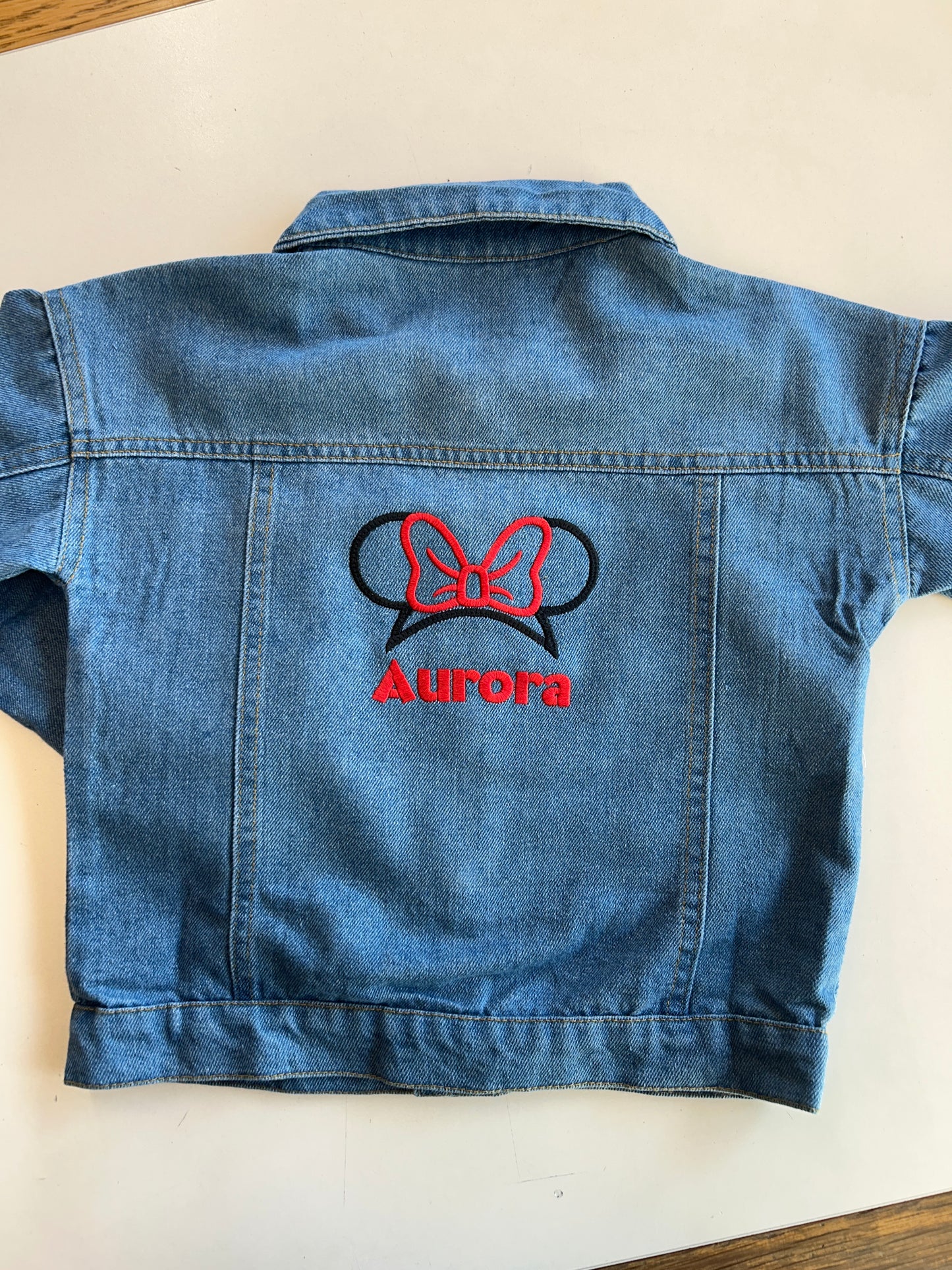 Kids' personalised Denim Jacket - Ears & bow design
