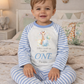 Giraffe When I Wake Up Personalised blue stripe Birthday Pyjamas Pjs