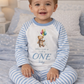 Teddy When I Wake Up Personalised blue stripe Birthday Pyjamas Pjs