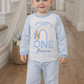 Blue stripe personalised rabbit design birthday pyjamas