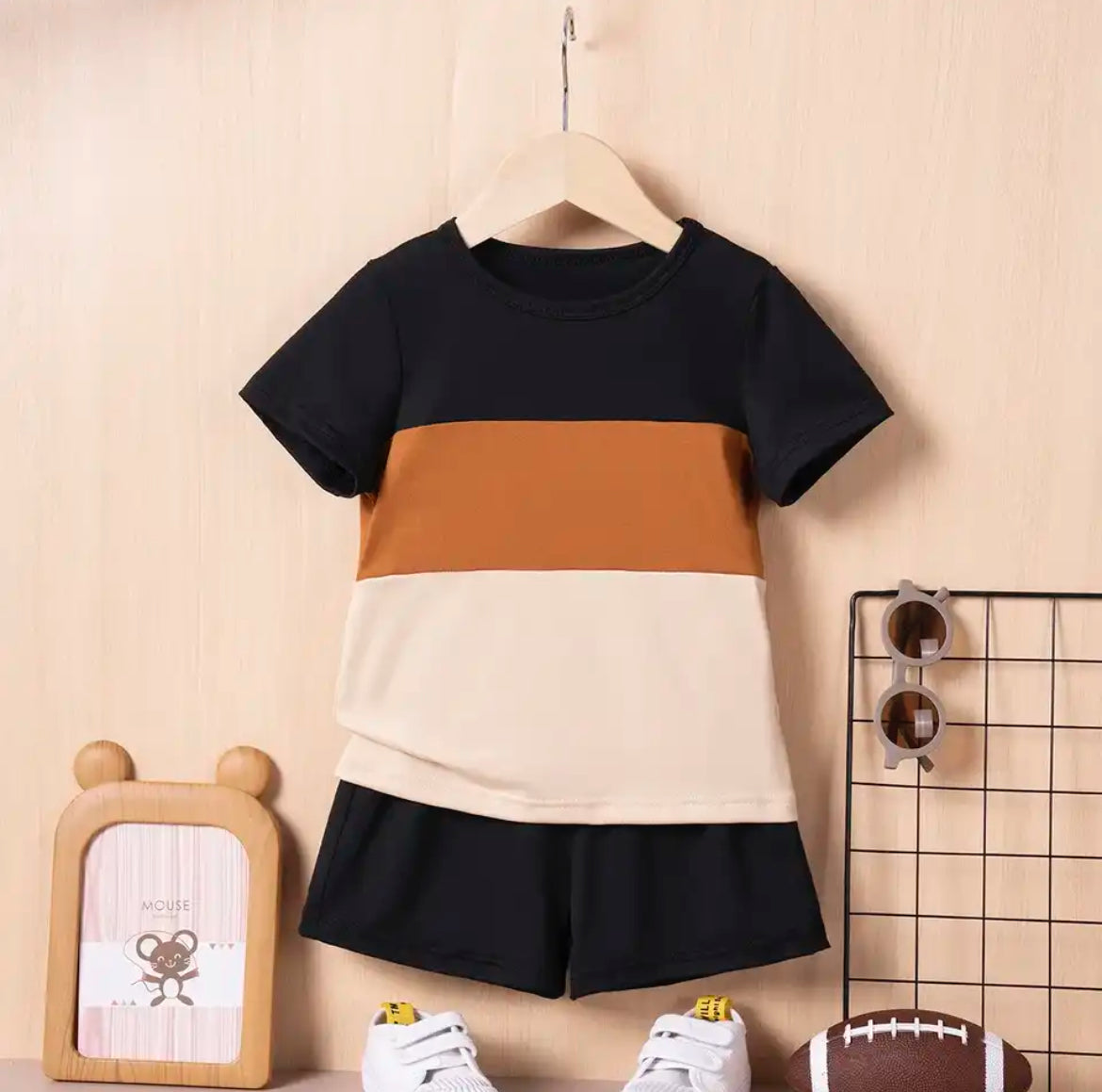 Stripe T-shirt & short set personalised