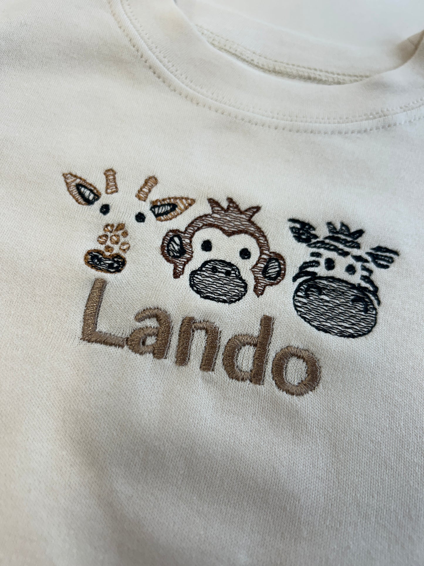 Safari trio embroidered personalised kids T-Shirt