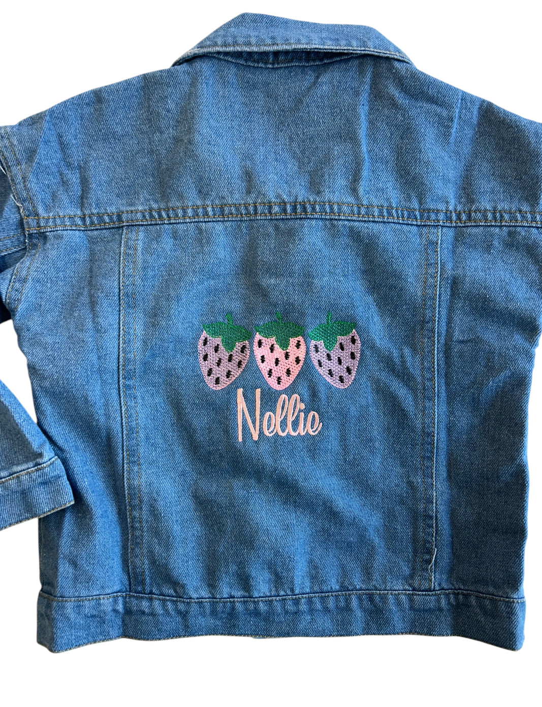 Personalised Kids' Denim Jacket - Strawberry design