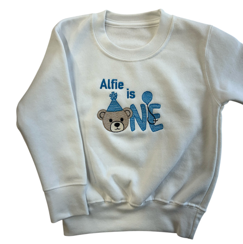 Teddy Embroidered Personalised Birthday Jumper - Various Colours
