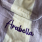 Lilac &amp; White Stripe Kids’ Personalised Hooded Beach Poncho