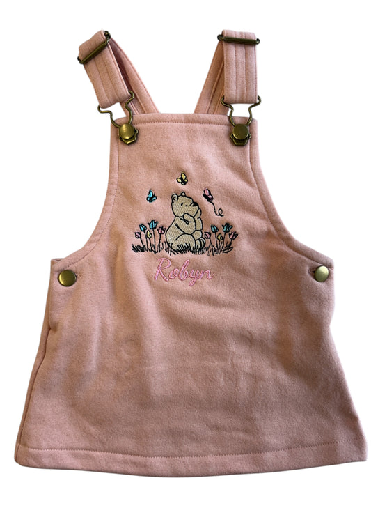Winnie The Pooh embroidered Personalised Kids Dungaree Dress