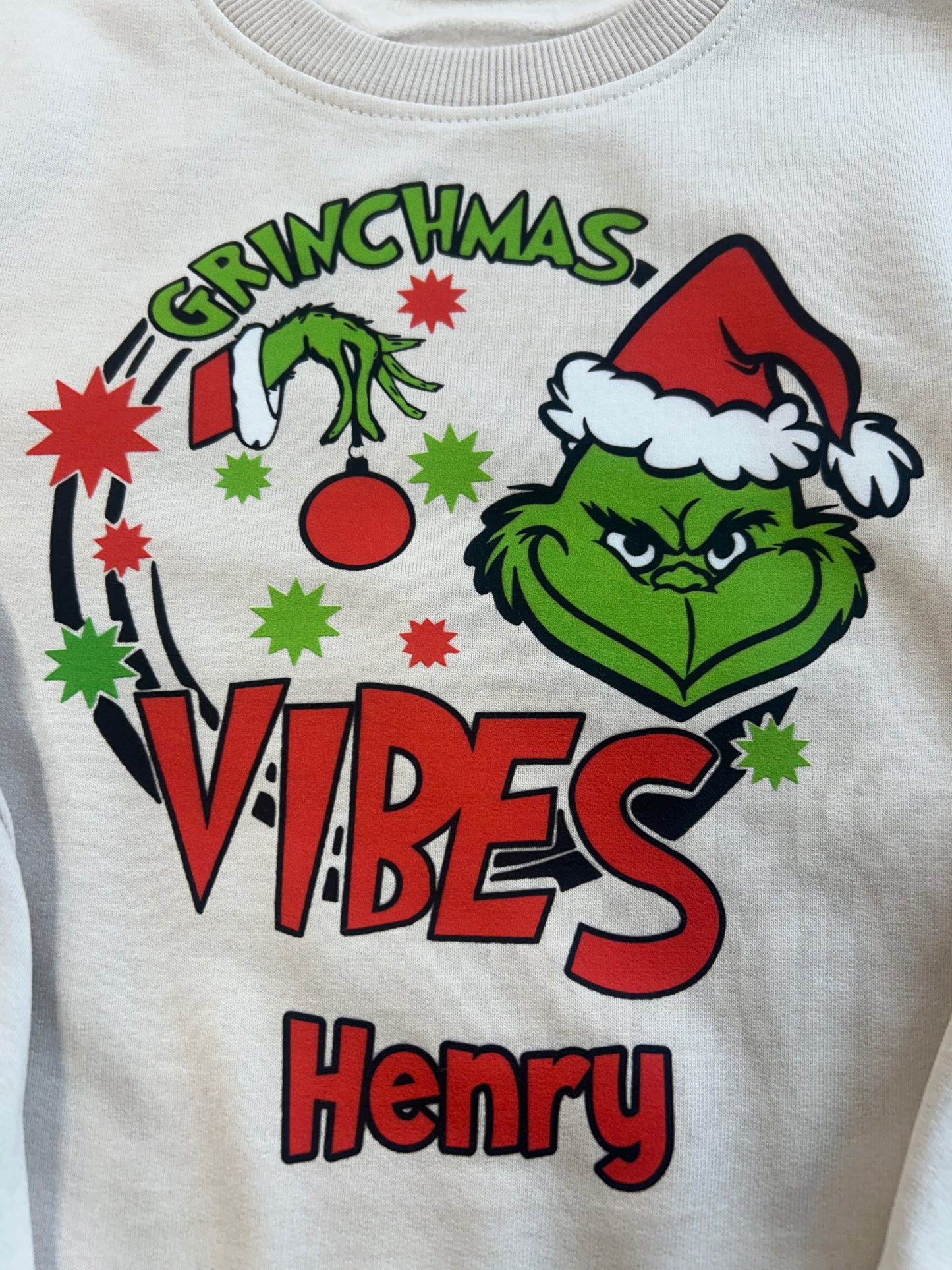 Merry Grinchmas Christmas Grinch Personalised Kids/Baby Sweater