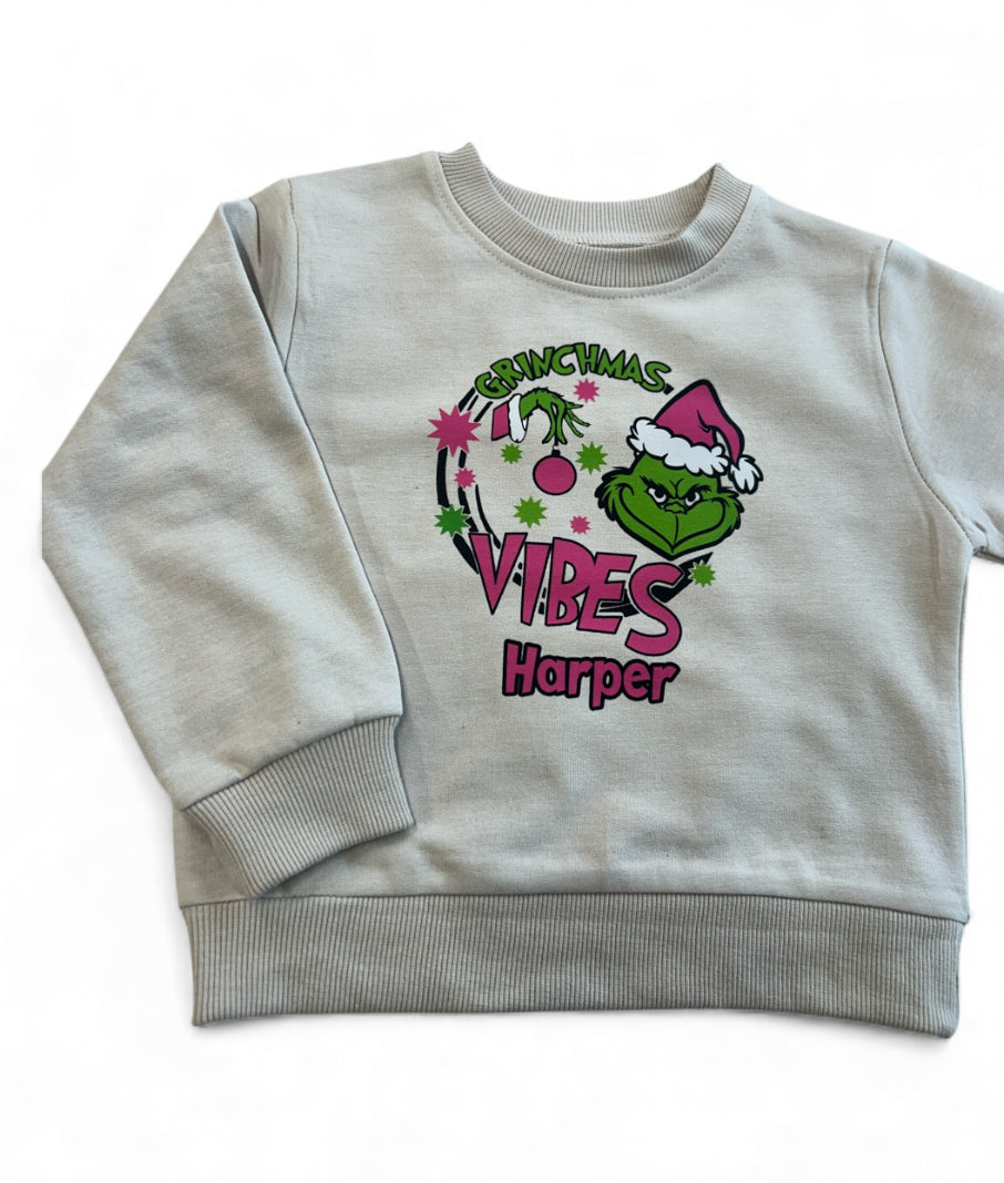 Merry Grinchmas Christmas Grinch Personalised Kids/Baby Sweater